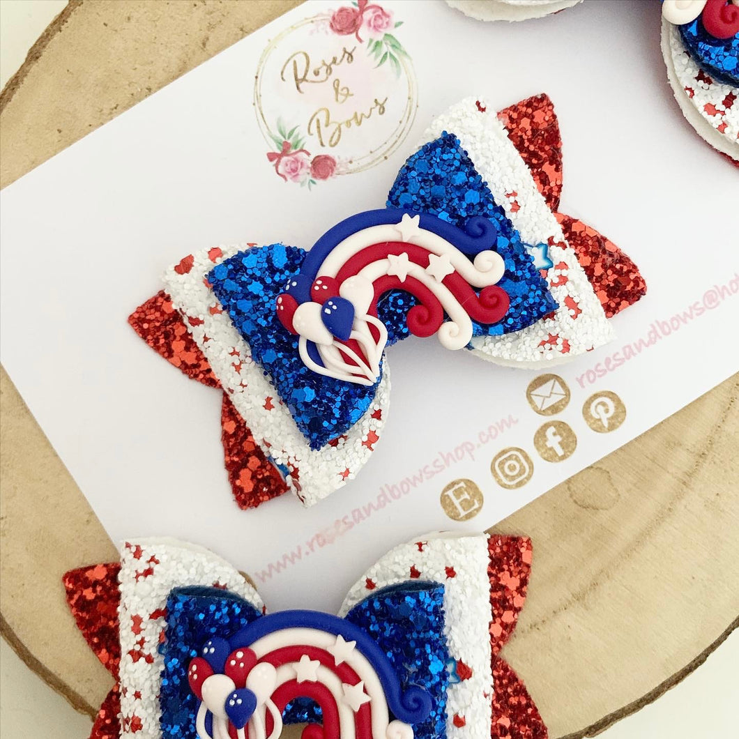 July 4th Independence Day Hair Bow Headband or Clip
