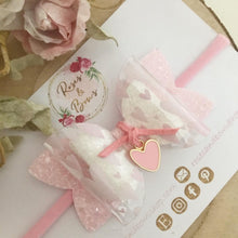 Load image into Gallery viewer, Pink Heart Transparent Valentine’s Bow with Charm
