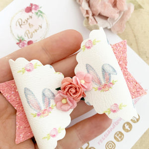 Bunny Ears Glitter Hair Bow Hair Clip or Headband