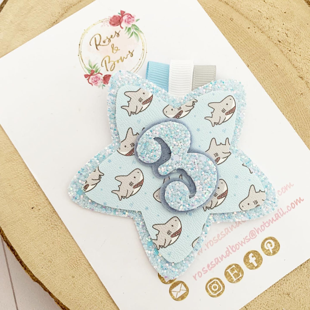 Shark Birthday Badge - Birthday Glitter Badge