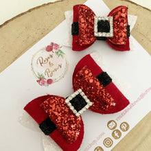 Load image into Gallery viewer, Red Santa Claus Buckle Hair Bow Headband or Clip
