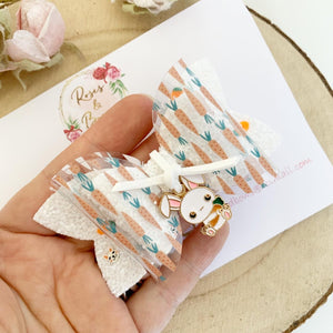 Easter Bunny Transparent Charm Hair Bow Headband or Clip