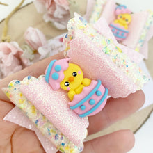 Load image into Gallery viewer, Easter Chick Glitter Hair Bow Hair Clip or Headband
