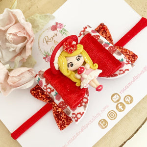 Miss Toadstool Hair Bow Headband or Clip