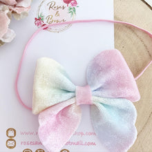 Load image into Gallery viewer, Velvet Ombré Rainbow Sailor Bow Headband or Clip
