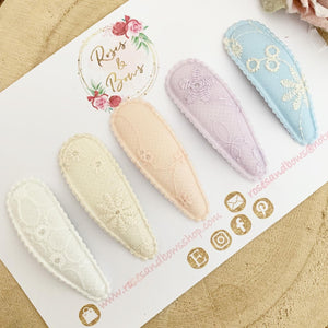 Pastel Broderie Snap Clip Set