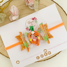 Load image into Gallery viewer, Easter Carrot Shaker Transparent and Glitter Hair Bow Headband or Clip
