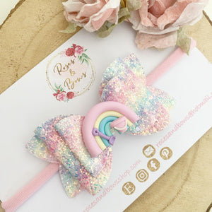 Seaside Rainbow Hair Bow Headband or Clip