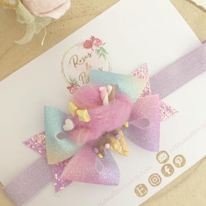 Fluffy Ice Cream Hair Bow Headband or Clip