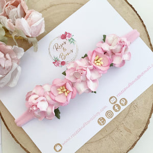 Pink flower crown headband