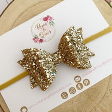 Load image into Gallery viewer, Pale Gold Glitter Hair Bow - Glitter Hair Bow Hair Clip or Headband
