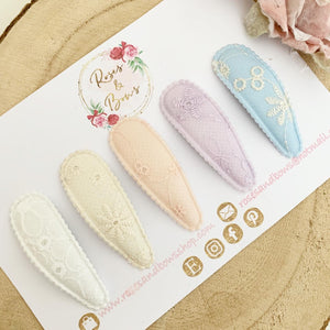 Pastel Broderie Snap Clip Set