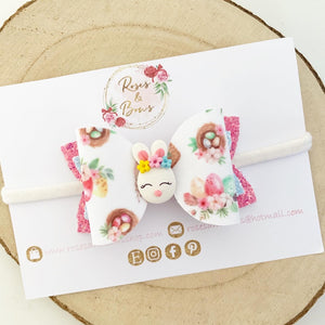 Easter Bunny Hair Bow Headband or Clip