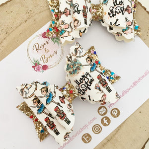 Christmas Nutcracker Hair Bow Headband or Clip