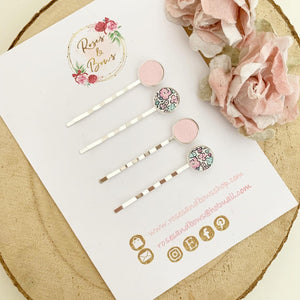 Pink and silver Bobby pins / Kirby grips  set