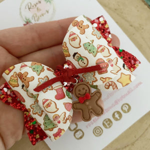 Christmas Gingerbread Hair Bow Headband or Clip