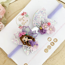 Load image into Gallery viewer, Fairy Purple Glitter Hair Bow Headband or Clip

