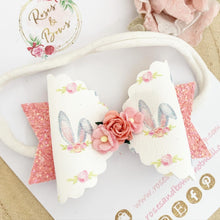 Load image into Gallery viewer, Bunny Ears Glitter Hair Bow Hair Clip or Headband

