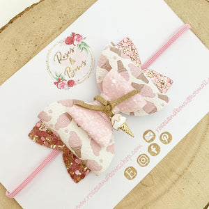 Ice Cream Charm Hair Bow Headband or Clip