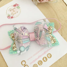 Load image into Gallery viewer, School Transparent Glitter Bow Headband or Clip
