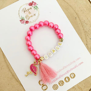 Girls Flamingo Personalised Bracelet