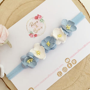 Blue cherry blossom nylon headband