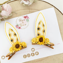 Load image into Gallery viewer, Sunflower Stand Up Bunny Ear Clips - Easter Bunny Clips
