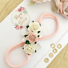 Load image into Gallery viewer, Blush pink and ivory small dainty flower headband
