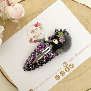Witch broom stick glitter large snap clip
