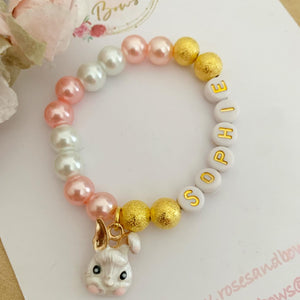 Girls Personalised Easter Bunny Bracelet