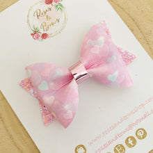 Load image into Gallery viewer, Pink Heart Valentines Hair Bow Headband or Clip
