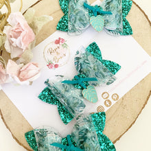 Load image into Gallery viewer, Tropical Leaf Glitter Hair Bow Headband or Clip
