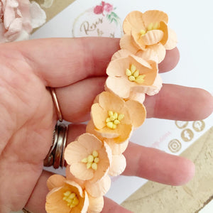 Peach cherry blossom nylon headband