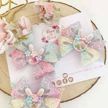 Load image into Gallery viewer, Rainbow Easter Bunny Hair Bow Headband or Clip
