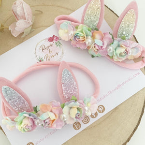 Rainbow Bunny Ears Easter headband - Girls Hairband - Photo Prop