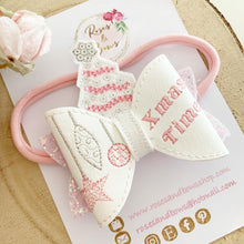 Load image into Gallery viewer, Pink Christmas Tree Glitter Bow Headband or Clip

