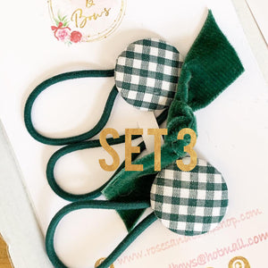 Forest Green School Hair Accessory Set - School Hair Bows, Fringe Clips or Bobbles