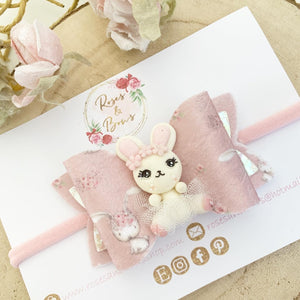 Easter Bunny Glitter Hair Bow Hair Clip or Headband
