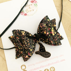 Wizard Glitter Bow Headband or Clip