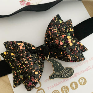 Wizard Glitter Bow Headband or Clip