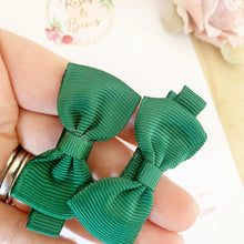 Load image into Gallery viewer, Forest Green School Small Hair Bow Clip Set
