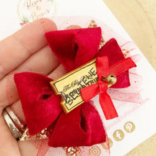 Load image into Gallery viewer, Christmas Believe Train Ticket Glitter and Tulle Hair Bow Headband or Clip
