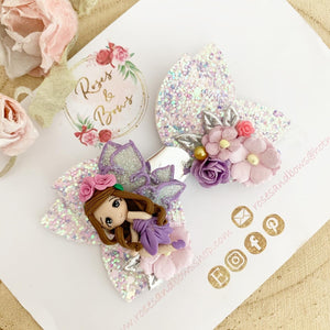 Fairy Purple Glitter Hair Bow Headband or Clip
