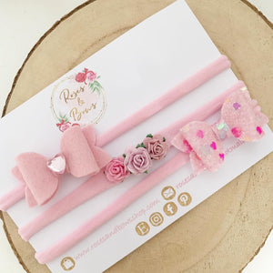 Pink valentines pink headband set