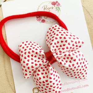 Valentines Sailor Bow Headband or Clip