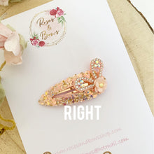 Load image into Gallery viewer, Peach rhinestone Dainty Bunny Ears Easter Snap Clip
