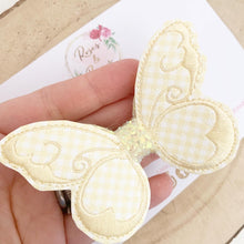 Load image into Gallery viewer, Lemon School Gingham butterfly Hair Bow Headband or Clip
