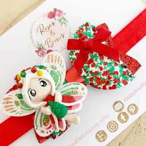 Christmas Fairy Hair Bow Clip or Headband