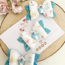 Load image into Gallery viewer, Beach Hut Seaside Summer Bow Headband or Clip
