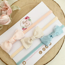 Load image into Gallery viewer, Baby headband set - scalloped ribbon bow headband set
